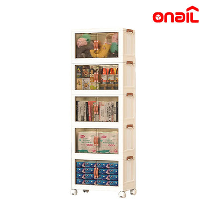 ONAIL Foldable Storage Boxes with Lids & Wheels, Available in 40/64/128QT, 1–5 Tier Stackable Storage Organiser for Home, Kitchen, Bedroom, Bathroom and Warehouse
