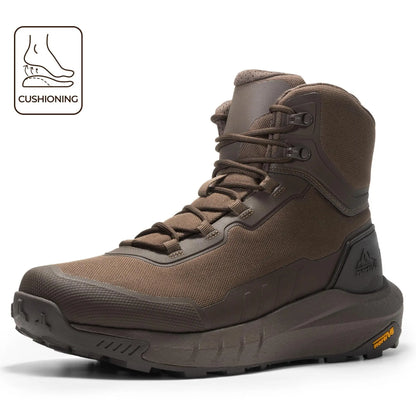 NORTIV 8 Terrascope High-Top Tactical & Security Boots for Men, Black Oxford Fabric with Mesh Lining & Vegan Leather, ETPU Rubber Outsole, Ideal for Security Work & Outdoor Activities