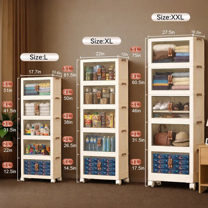 ONAIL Foldable Storage Boxes with Lids & Wheels, Available in 40/64/128QT, 1–5 Tier Stackable Storage Organiser for Home, Kitchen, Bedroom, Bathroom and Warehouse