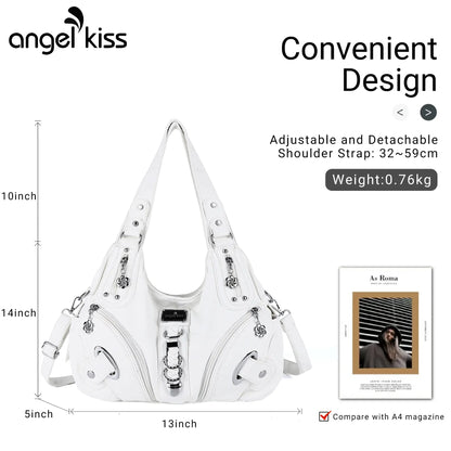 Angel Kiss Vintage Crossbody Bag, PU Hobo Satchel Tote, Lightweight Elegant Convertible Shoulder Handbag, Fashion Women’s Commuter Bag, Perfect for Everyday Summer Wear and Mother’s Day Presents