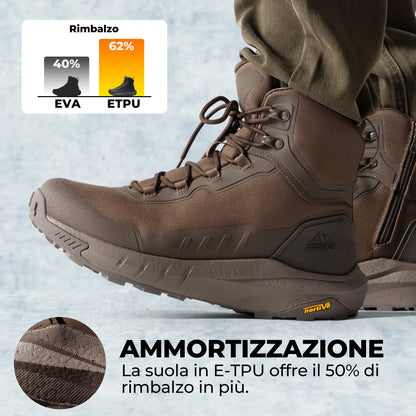 NORTIV 8 Terrascope High-Top Tactical & Security Boots for Men, Black Oxford Fabric with Mesh Lining & Vegan Leather, ETPU Rubber Outsole, Ideal for Security Work & Outdoor Activities