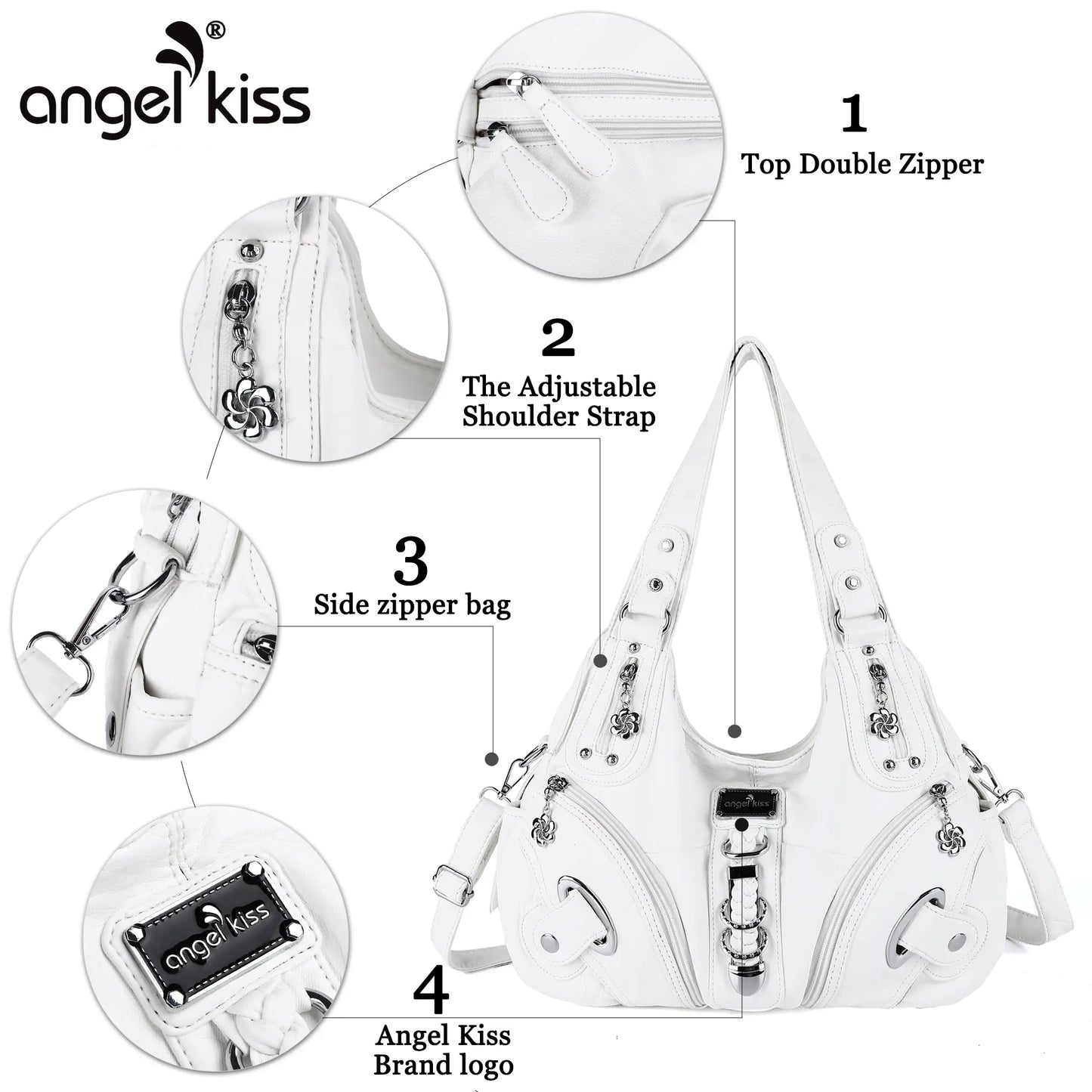 Angel Kiss Vintage Crossbody Bag, PU Hobo Satchel Tote, Lightweight Elegant Convertible Shoulder Handbag, Fashion Women’s Commuter Bag, Perfect for Everyday Summer Wear and Mother’s Day Presents
