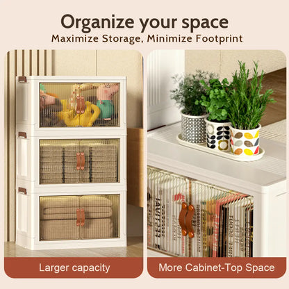 ONAIL Foldable Storage Boxes with Lids & Wheels, Available in 40/64/128QT, 1–5 Tier Stackable Storage Organiser for Home, Kitchen, Bedroom, Bathroom and Warehouse