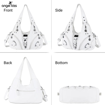 Angel Kiss Vintage Crossbody Bag, PU Hobo Satchel Tote, Lightweight Elegant Convertible Shoulder Handbag, Fashion Women’s Commuter Bag, Perfect for Everyday Summer Wear and Mother’s Day Presents