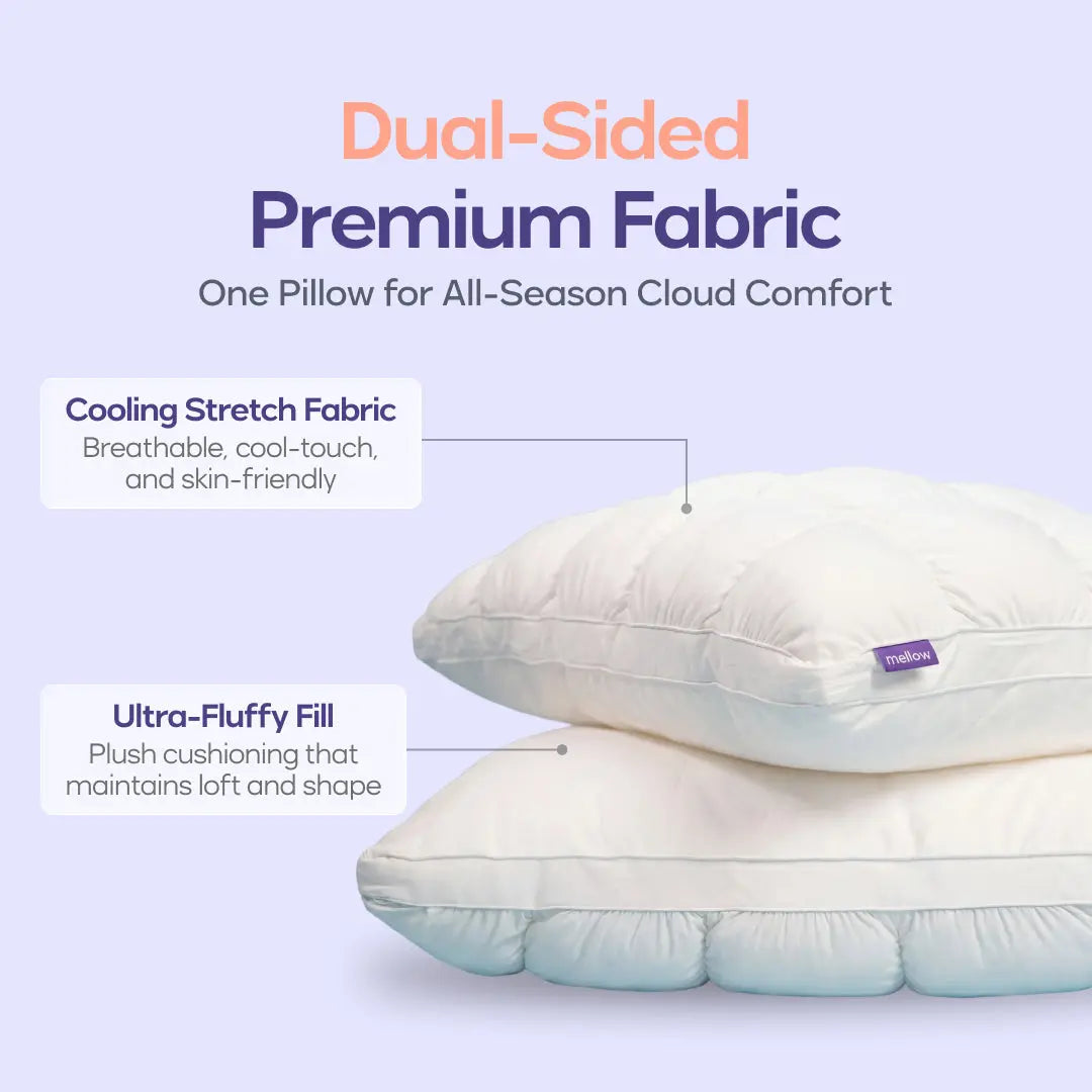 Mellow Sleep Mellow Puff Pillow – Soft Quilted Grid Puff Bed Pillow, Fluffy Plush Pillow Delivering Cloud-Like Comfort, Breathable Support for Side, Back & Stomach Sleepers, Cozy Pillow for Improved Sleep Quality