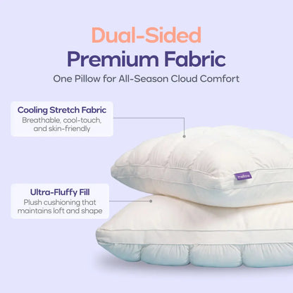 Mellow Sleep Mellow Puff Pillow – Soft Quilted Grid Puff Bed Pillow, Fluffy Plush Pillow Delivering Cloud-Like Comfort, Breathable Support for Side, Back & Stomach Sleepers, Cozy Pillow for Improved Sleep Quality