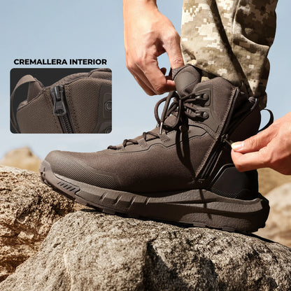 NORTIV 8 Terrascope High-Top Tactical & Security Boots for Men, Black Oxford Fabric with Mesh Lining & Vegan Leather, ETPU Rubber Outsole, Ideal for Security Work & Outdoor Activities