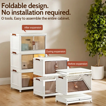 ONAIL Foldable Storage Boxes with Lids & Wheels, Available in 40/64/128QT, 1–5 Tier Stackable Storage Organiser for Home, Kitchen, Bedroom, Bathroom and Warehouse