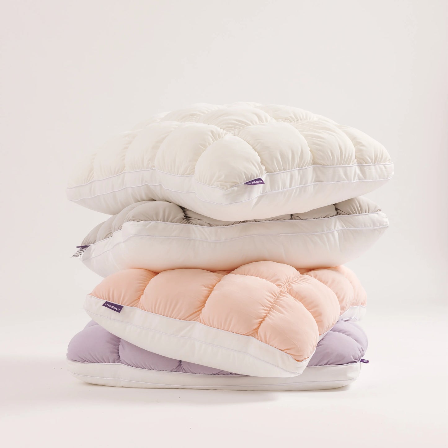 Mellow Sleep Mellow Puff Pillow – Soft Quilted Grid Puff Bed Pillow, Fluffy Plush Pillow Delivering Cloud-Like Comfort, Breathable Support for Side, Back & Stomach Sleepers, Cozy Pillow for Improved Sleep Quality