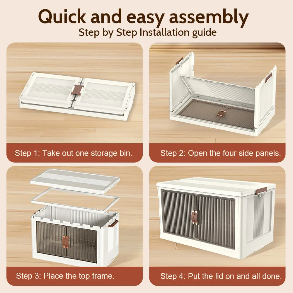 ONAIL Foldable Storage Boxes with Lids & Wheels, Available in 40/64/128QT, 1–5 Tier Stackable Storage Organiser for Home, Kitchen, Bedroom, Bathroom and Warehouse