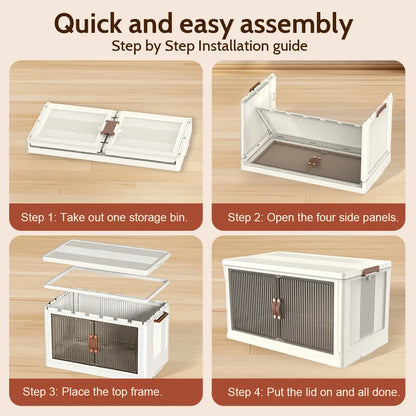 ONAIL Foldable Storage Boxes with Lids & Wheels, Available in 40/64/128QT, 1–5 Tier Stackable Storage Organiser for Home, Kitchen, Bedroom, Bathroom and Warehouse