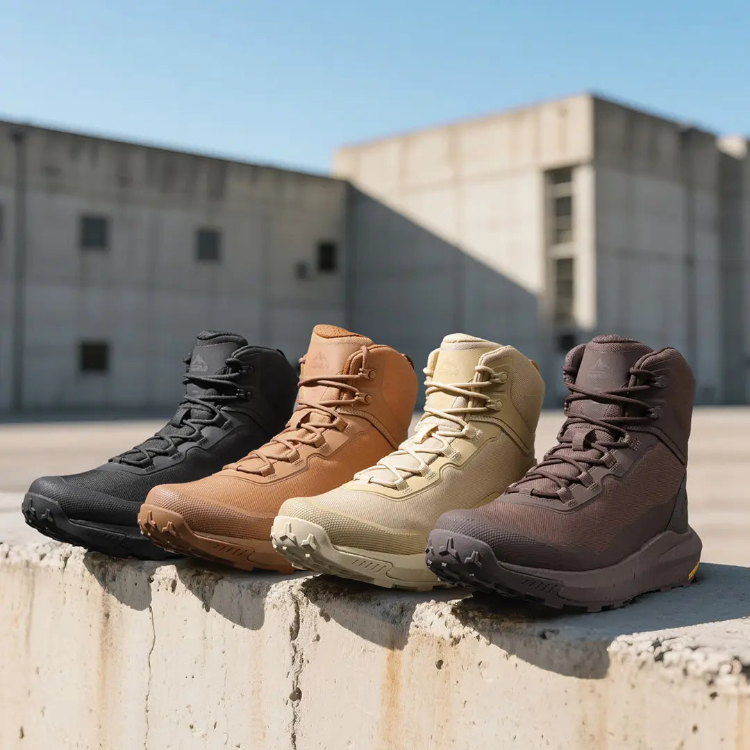 NORTIV 8 Terrascope High-Top Tactical & Security Boots for Men, Black Oxford Fabric with Mesh Lining & Vegan Leather, ETPU Rubber Outsole, Ideal for Security Work & Outdoor Activities