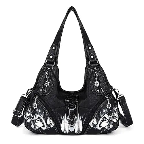 Angel Kiss Vintage Crossbody Bag, PU Hobo Satchel Tote, Lightweight Elegant Convertible Shoulder Handbag, Fashion Women’s Commuter Bag, Perfect for Everyday Summer Wear and Mother’s Day Presents