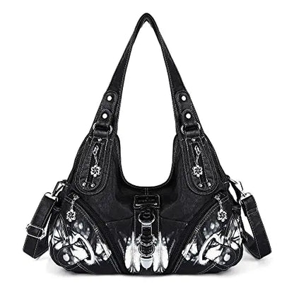 Angel Kiss Vintage Crossbody Bag, PU Hobo Satchel Tote, Lightweight Elegant Convertible Shoulder Handbag, Fashion Women’s Commuter Bag, Perfect for Everyday Summer Wear and Mother’s Day Presents