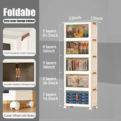 ONAIL Foldable Storage Boxes with Lids & Wheels, Available in 40/64/128QT, 1–5 Tier Stackable Storage Organiser for Home, Kitchen, Bedroom, Bathroom and Warehouse