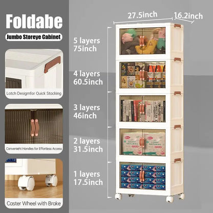 ONAIL Foldable Storage Boxes with Lids & Wheels, Available in 40/64/128QT, 1–5 Tier Stackable Storage Organiser for Home, Kitchen, Bedroom, Bathroom and Warehouse