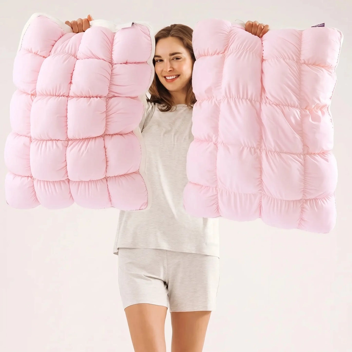 Mellow Sleep Mellow Puff Pillow – Soft Quilted Grid Puff Bed Pillow, Fluffy Plush Pillow Delivering Cloud-Like Comfort, Breathable Support for Side, Back & Stomach Sleepers, Cozy Pillow for Improved Sleep Quality