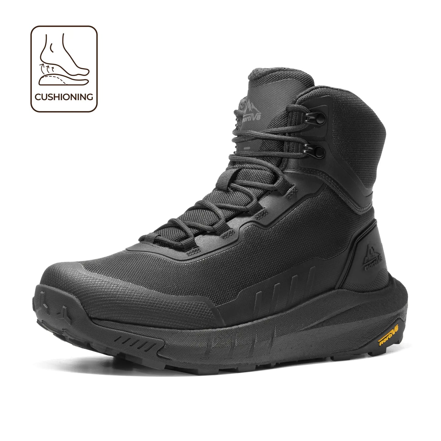 NORTIV 8 Terrascope High-Top Tactical & Security Boots for Men, Black Oxford Fabric with Mesh Lining & Vegan Leather, ETPU Rubber Outsole, Ideal for Security Work & Outdoor Activities
