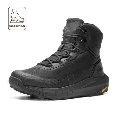 NORTIV 8 Terrascope High-Top Tactical & Security Boots for Men, Black Oxford Fabric with Mesh Lining & Vegan Leather, ETPU Rubber Outsole, Ideal for Security Work & Outdoor Activities