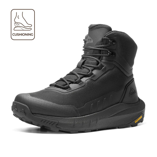 NORTIV 8 Terrascope High-Top Tactical & Security Boots for Men, Black Oxford Fabric with Mesh Lining & Vegan Leather, ETPU Rubber Outsole, Ideal for Security Work & Outdoor Activities