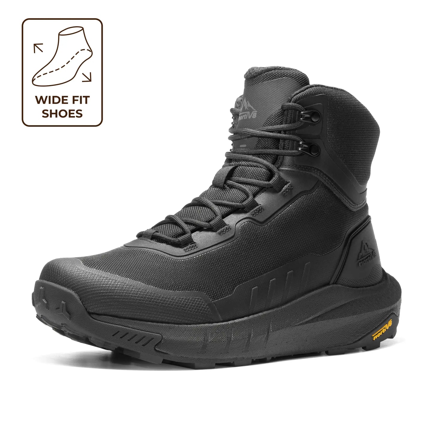 NORTIV 8 Terrascope High-Top Tactical & Security Boots for Men, Black Oxford Fabric with Mesh Lining & Vegan Leather, ETPU Rubber Outsole, Ideal for Security Work & Outdoor Activities