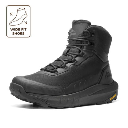 NORTIV 8 Terrascope High-Top Tactical & Security Boots for Men, Black Oxford Fabric with Mesh Lining & Vegan Leather, ETPU Rubber Outsole, Ideal for Security Work & Outdoor Activities