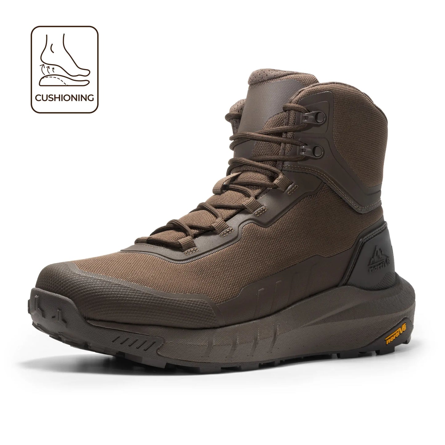 NORTIV 8 Terrascope High-Top Tactical & Security Boots for Men, Black Oxford Fabric with Mesh Lining & Vegan Leather, ETPU Rubber Outsole, Ideal for Security Work & Outdoor Activities