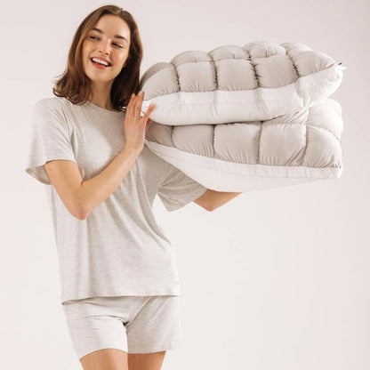 Mellow Sleep Mellow Puff Pillow – Soft Quilted Grid Puff Bed Pillow, Fluffy Plush Pillow Delivering Cloud-Like Comfort, Breathable Support for Side, Back & Stomach Sleepers, Cozy Pillow for Improved Sleep Quality