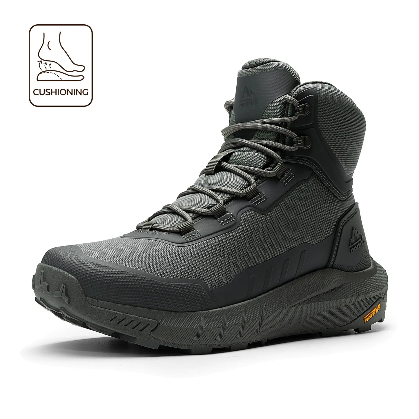 NORTIV 8 Terrascope High-Top Tactical & Security Boots for Men, Black Oxford Fabric with Mesh Lining & Vegan Leather, ETPU Rubber Outsole, Ideal for Security Work & Outdoor Activities
