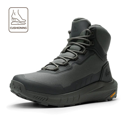 NORTIV 8 Terrascope High-Top Tactical & Security Boots for Men, Black Oxford Fabric with Mesh Lining & Vegan Leather, ETPU Rubber Outsole, Ideal for Security Work & Outdoor Activities