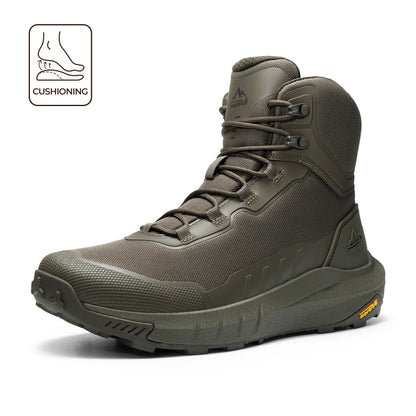 NORTIV 8 Terrascope High-Top Tactical & Security Boots for Men, Black Oxford Fabric with Mesh Lining & Vegan Leather, ETPU Rubber Outsole, Ideal for Security Work & Outdoor Activities