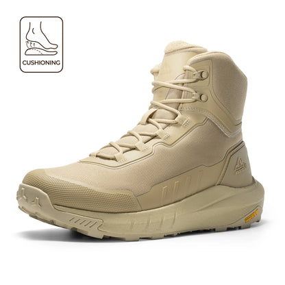 NORTIV 8 Terrascope High-Top Tactical & Security Boots for Men, Black Oxford Fabric with Mesh Lining & Vegan Leather, ETPU Rubber Outsole, Ideal for Security Work & Outdoor Activities